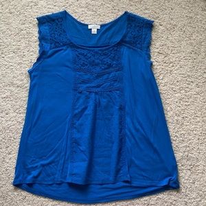 Royal Blue Sleeveless Top with Lace